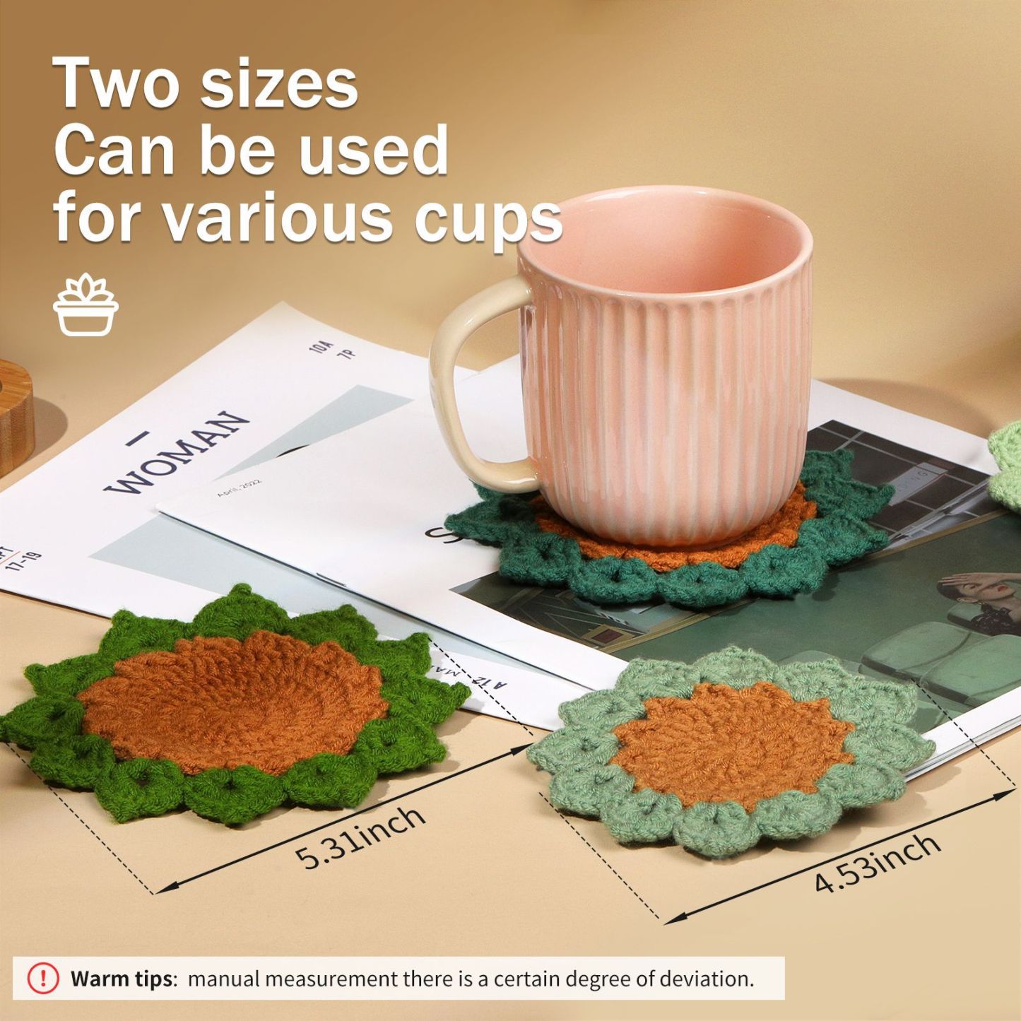 Knitted Potted Plants Coasters Crochet Material Kit Hand-woven Decoration Gift DIY Gifts
