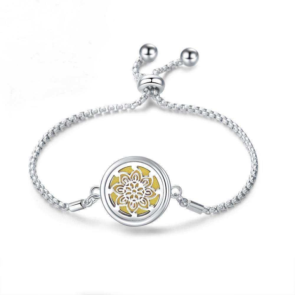 Stainless Steel Hollow Tree of Life Aromatherapy Bracelet Essential Oil Openable Adjustable Size Magnetic Bracelet Creative Couple Gifts