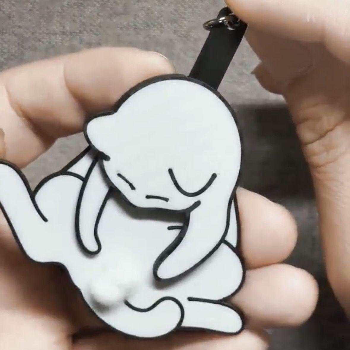 Personalization Creative Cat Acrylic Pendant Turnable Keychain Accessories