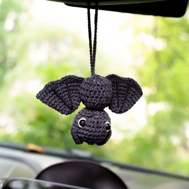 Halloween Plush Car Pendant – Cute Cartoon Handmade Woven Hanging Ornament