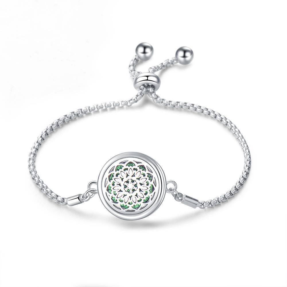 Stainless Steel Hollow Tree of Life Aromatherapy Bracelet Essential Oil Openable Adjustable Size Magnetic Bracelet Creative Couple Gifts