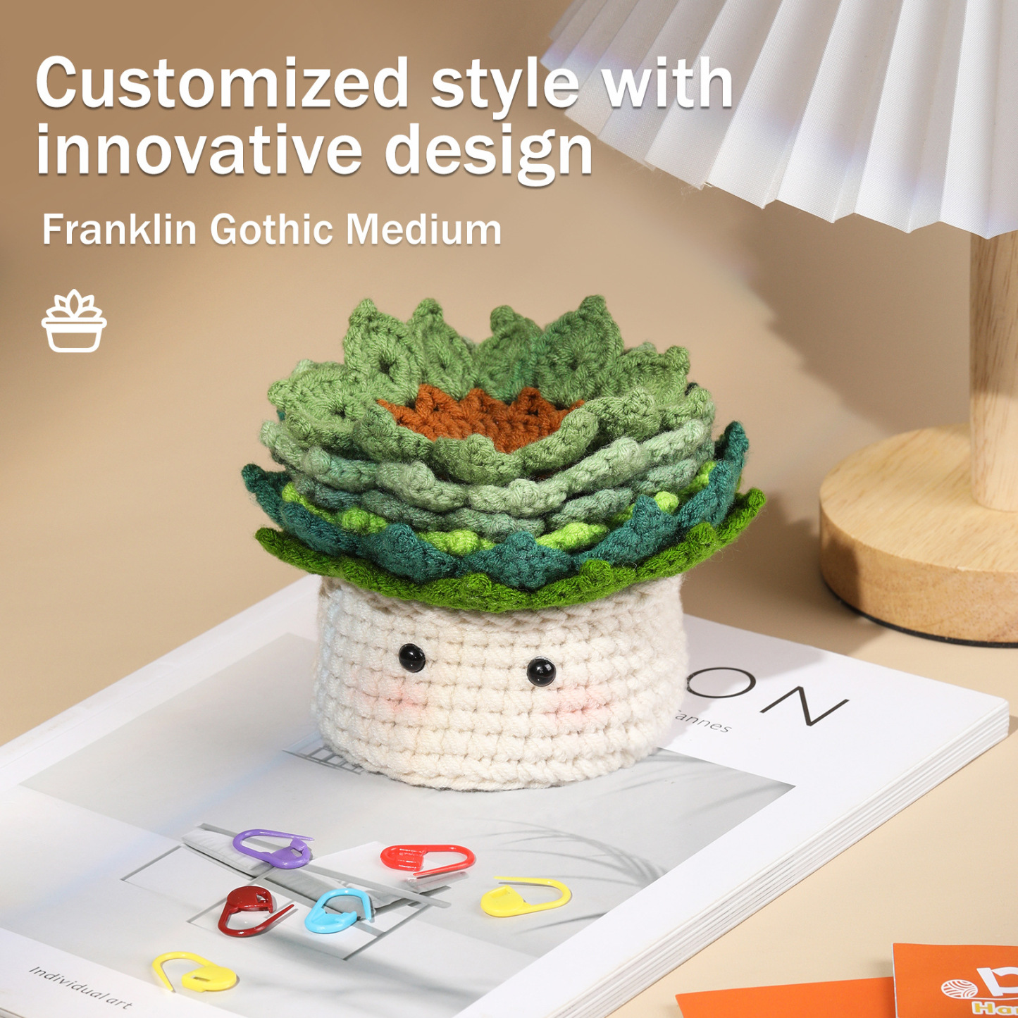 Knitted Potted Plants Coasters Crochet Material Kit Hand-woven  Decoration Gift DIY Gifts
