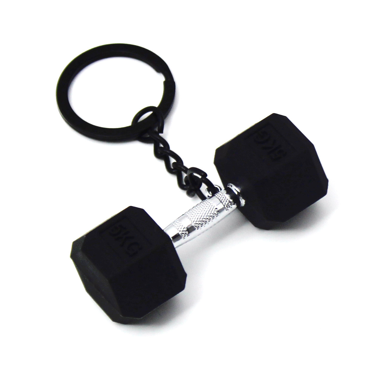 Dumbbell Keychain Accessories Equipment Pendant Metal Rubber Mini Backpack Keychain
