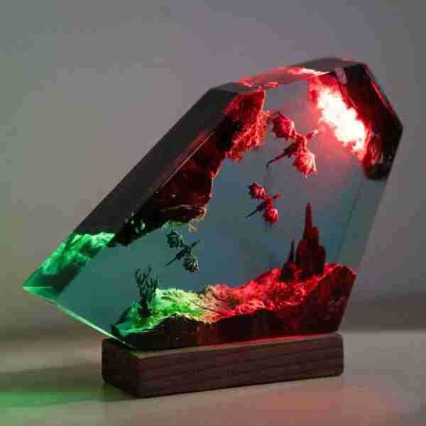 Fire Dragon And Ice Dragon Resin Lamp Dragon Resin Night Light 3D Dragon Night Light Lighting Home Gift For Him - soufeelus