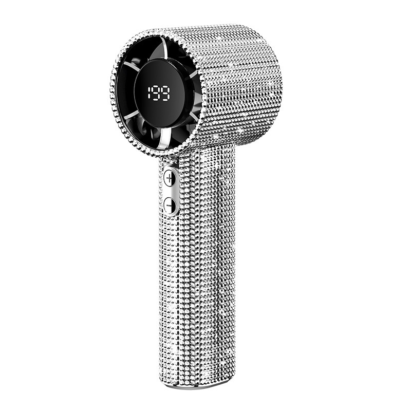 Diamond Handheld Small Fan 199-speed Digital Display High-speed Fan Outdoor Portable High-speed Fan High-speed Cooling Stepless Speed Regulation - Full Diamond Model