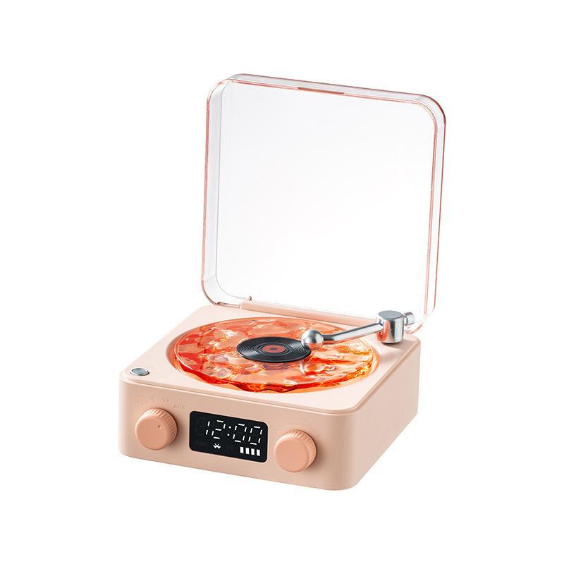 Retro Vinyl Record Player Shaped White Noise Bluetooth Speaker Sleep Aid Turntable Speaker With Dynamic Water Ripple RGB Light