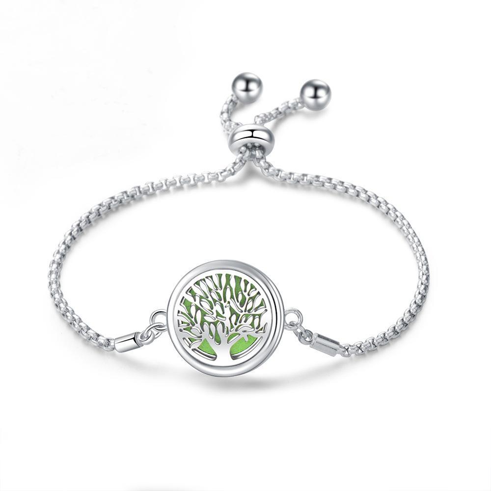 Stainless Steel Hollow Tree of Life Aromatherapy Bracelet Essential Oil Openable Adjustable Size Magnetic Bracelet Creative Couple Gifts