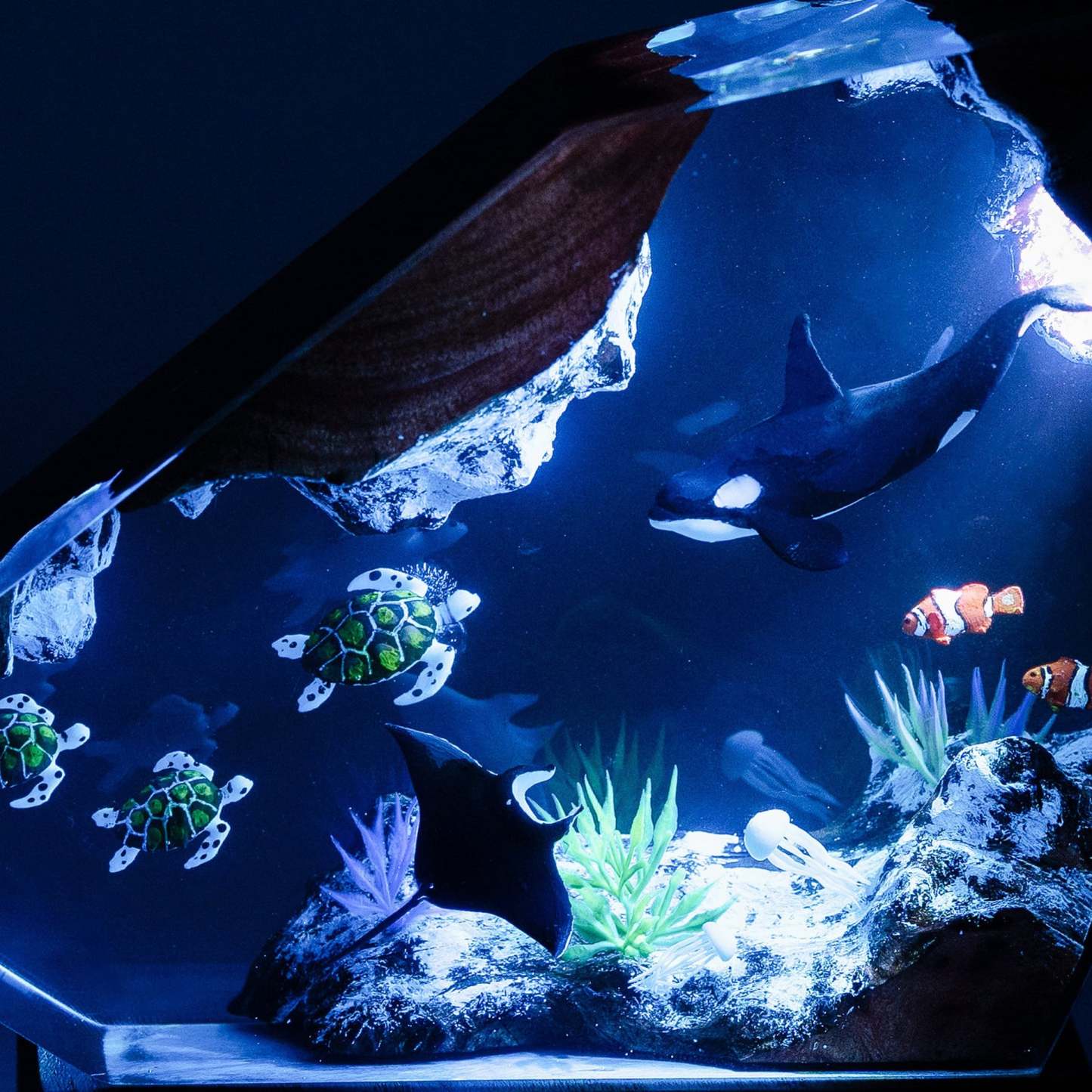 Art Resin Lamp Night Light Killer Whale and Sea Turtle Home Decor Gift Unique Birthday Gift Ideas - soufeelus