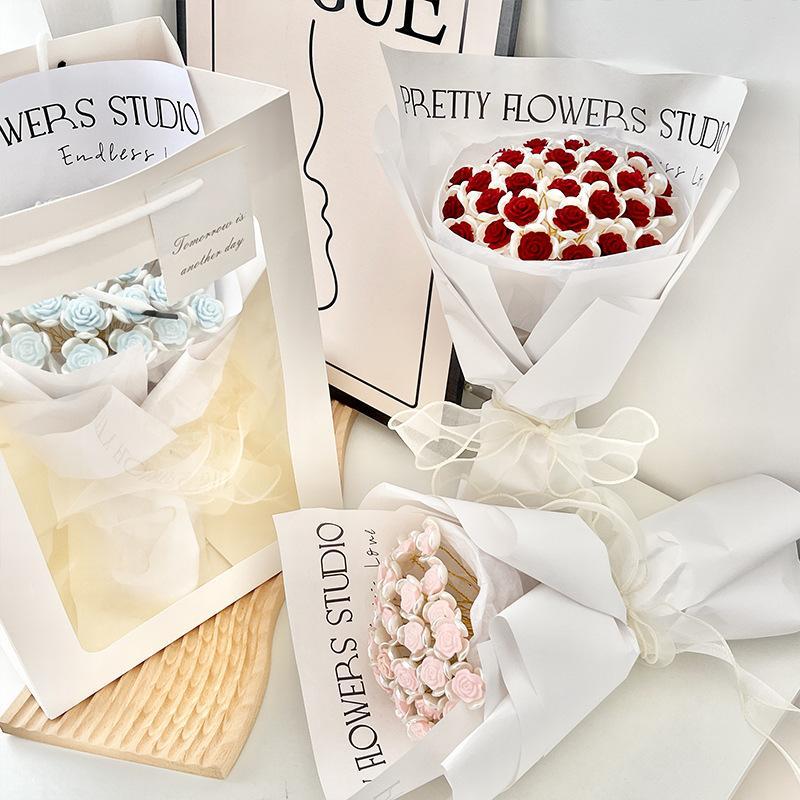 Simulation Rose Bouquet Handmade Diy Material Package Hand-held Flowers For Her Gift