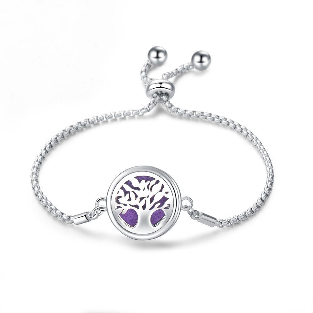 Stainless Steel Hollow Tree of Life Aromatherapy Bracelet Essential Oil Openable Adjustable Size Magnetic Bracelet Creative Couple Gifts
