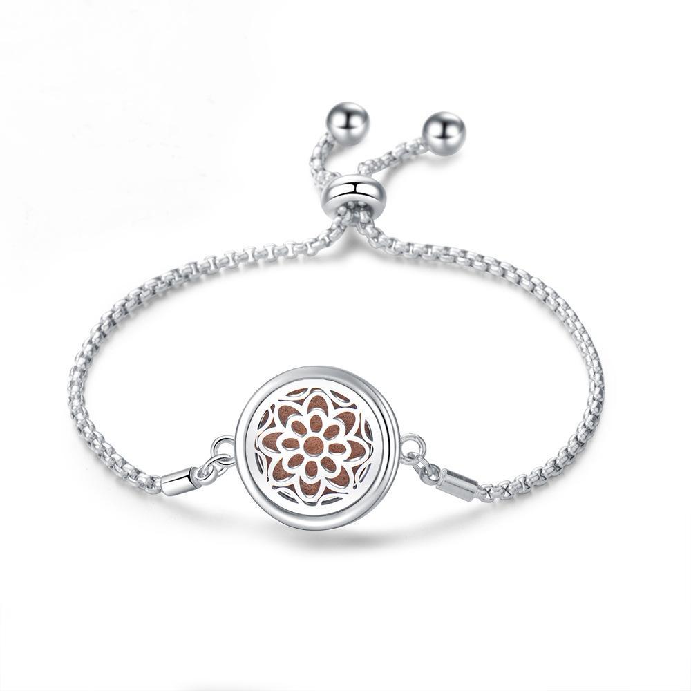 Stainless Steel Hollow Tree of Life Aromatherapy Bracelet Essential Oil Openable Adjustable Size Magnetic Bracelet Creative Couple Gifts