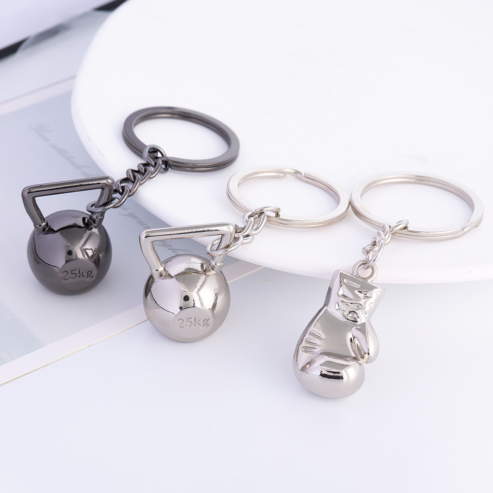 Dumbbell Metal Keychain Accessories Equipment Kettlebells Dumbbells Boxing Pendant Mini Fitness Keychain - soufeelus