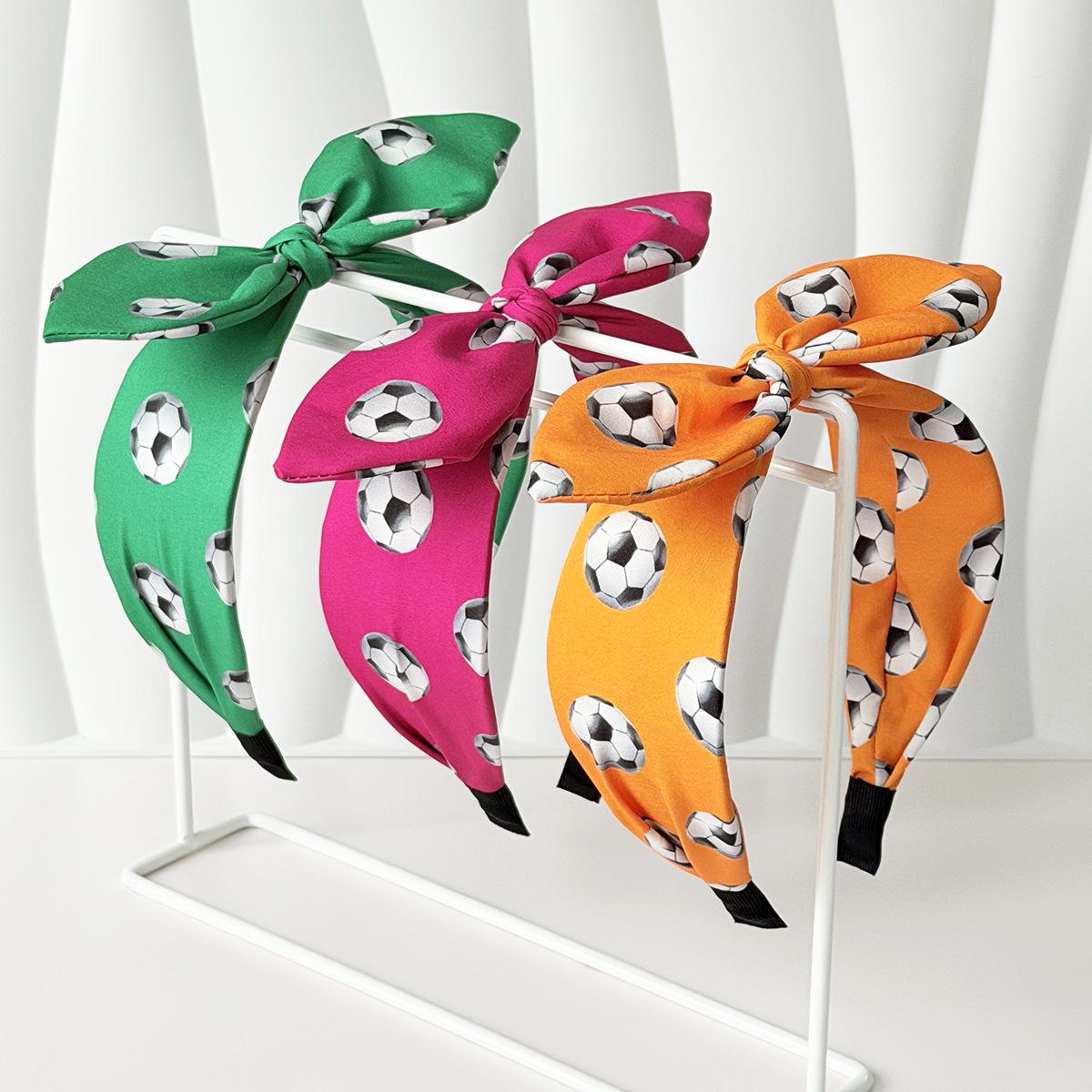2026 Football Fever Soccer Print Knotted Headband – Trendy Bow Tie Bunny Ear Hair Hoop for Sports Fans and Match Day Accessorizing