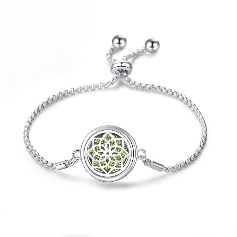 Stainless Steel Hollow Tree of Life Aromatherapy Bracelet Essential Oil Openable Adjustable Size Magnetic Bracelet Creative Couple Gifts
