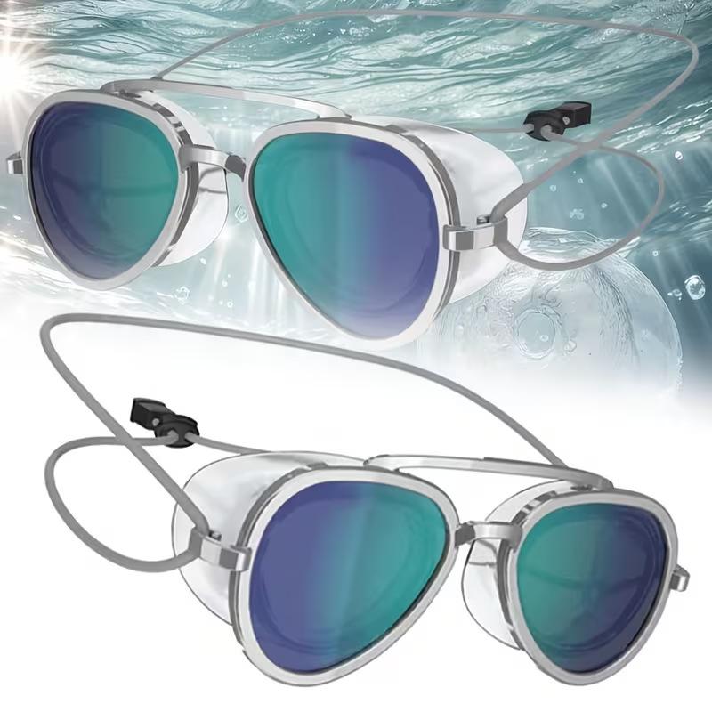 Adult Aviator Style Mirrored Swim Goggles Anti-Fog Wide View Swimming Goggles UV Protection Leak-Proof Swim Glasses for Men & Women