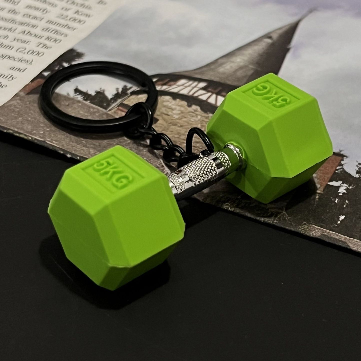 Dumbbell Keychain Accessories Equipment Pendant Metal Rubber Mini Backpack Keychain