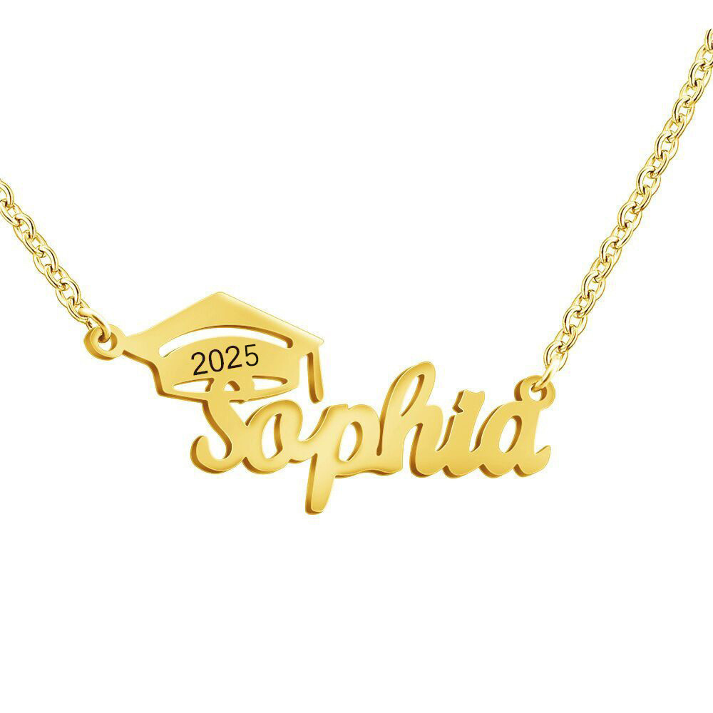 Custom Bachelor Cap Name Necklace Graduation Gifts