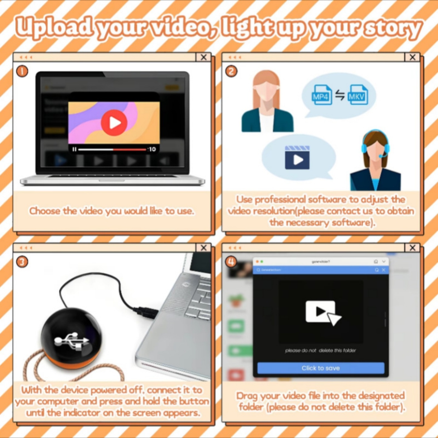 2.7inch Crystal Ball with Electronic Display – DIY Video Import Possible – Unique Gift for Home & Office – Customizable Light-Up Sphere
