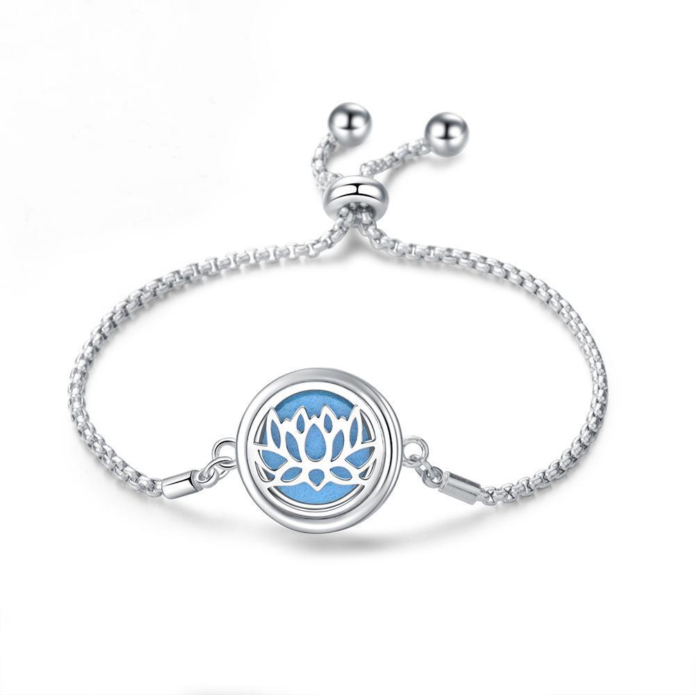 Stainless Steel Hollow Tree of Life Aromatherapy Bracelet Essential Oil Openable Adjustable Size Magnetic Bracelet Creative Couple Gifts