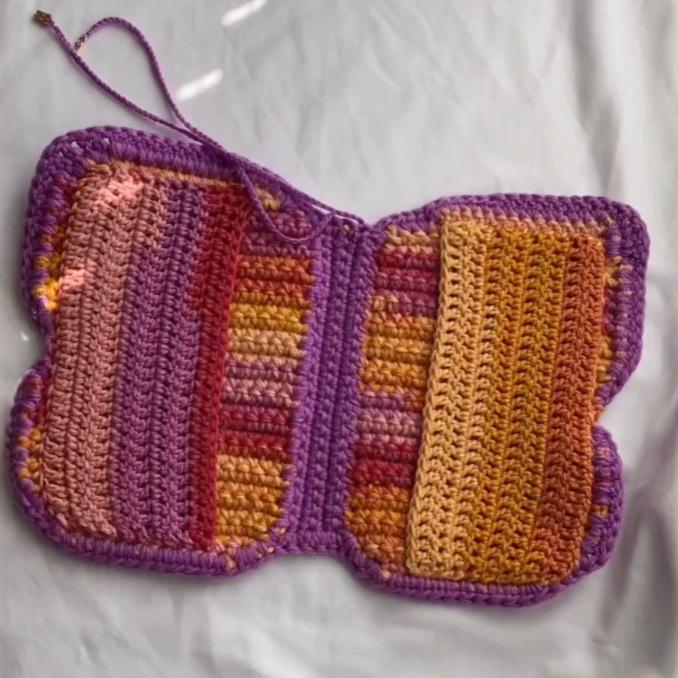 Butterfly Crochet Knitted Book Cover Multicolor Wool Handmade Home Pink Butterfly Book Cover