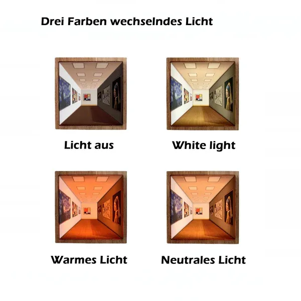 3d Naked Eye Vision Night Light Wall Lamp Living Room Home Creative Wooden No-Punch Wall Hanging Light