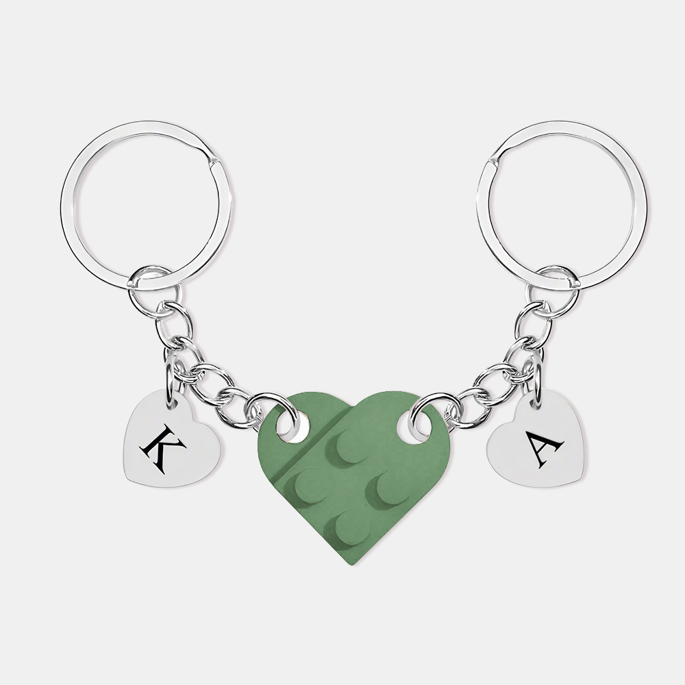 Personalized Handmade Heart Bag Charm Set Custom Couple Gift for Valentine's Day/Anniversary, Custom Engraved Love Keyrings for Him & Her