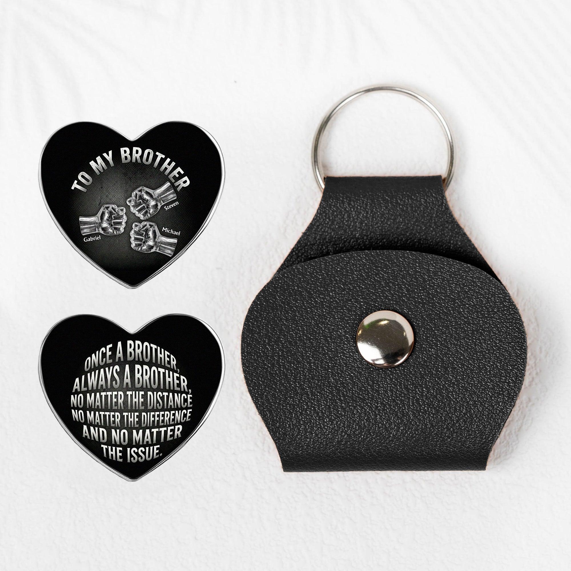 Once A Brother, Always A Brother, No Matter The Distance - Personalized Leather Pocket Hug
