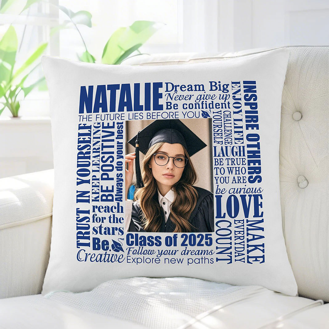 Customized Gifts Dream Big Graduation Photo Throw Pillow
