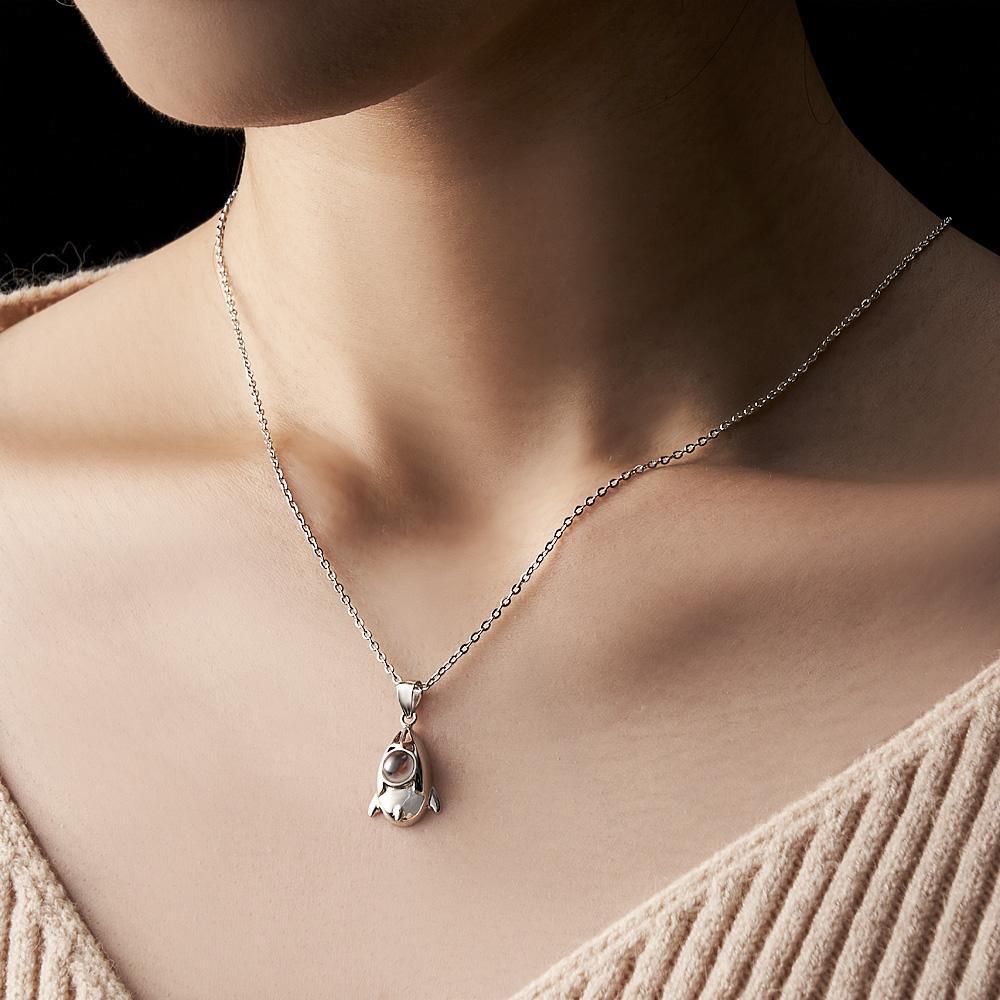 Custom Projection Photo Necklace Creative Rocket Anniversary Gifts - soufeelus