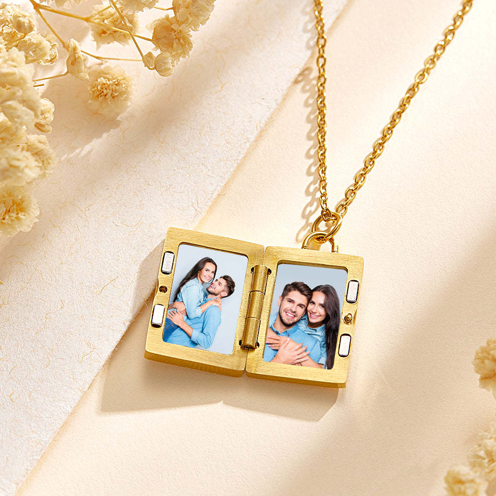 Custom Photo Locket Necklace Vintage Inspired Gift for Couple - soufeelus
