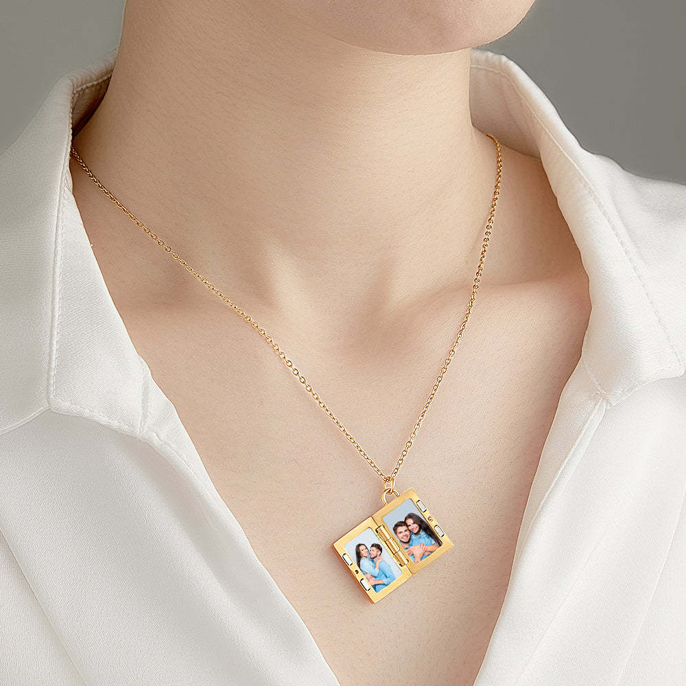 Custom Photo Locket Necklace Vintage Inspired Gift for Couple - soufeelus