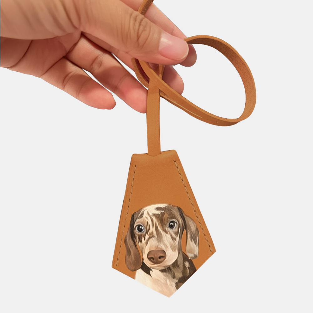 Custom Pet Photo Leather Bag Charm Tag-Unique Personalised Gift Bag Charm - Pet Portrait - Dog Memorial - Leather fashion accessories