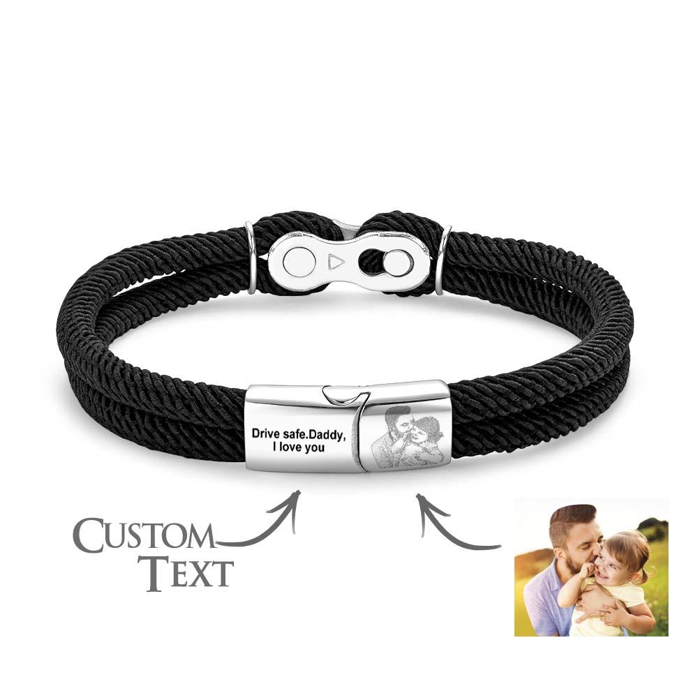 Custom Text and Photo Bracelet Personalized Stylish Hand Strap Bracelet For Men - soufeelus