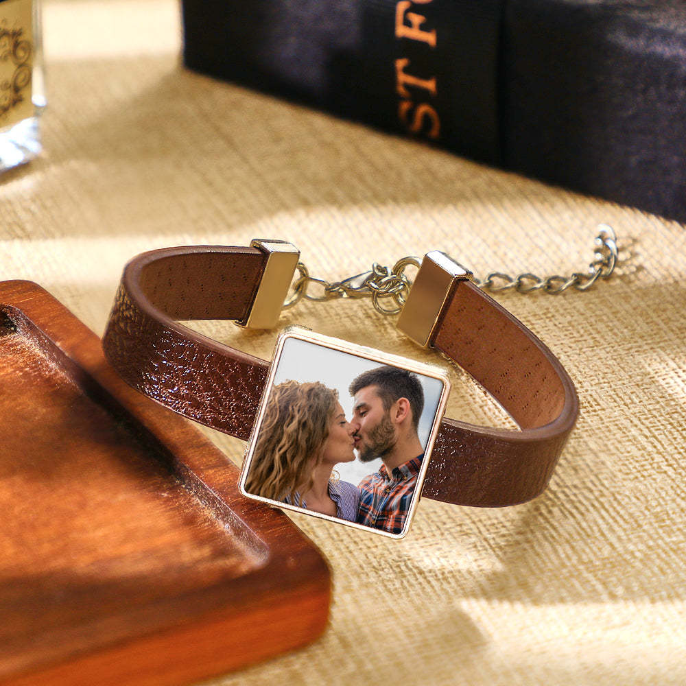 Personalized Photo Leather Bracelet Fashionable Bracelet Accessory For Men - soufeelus