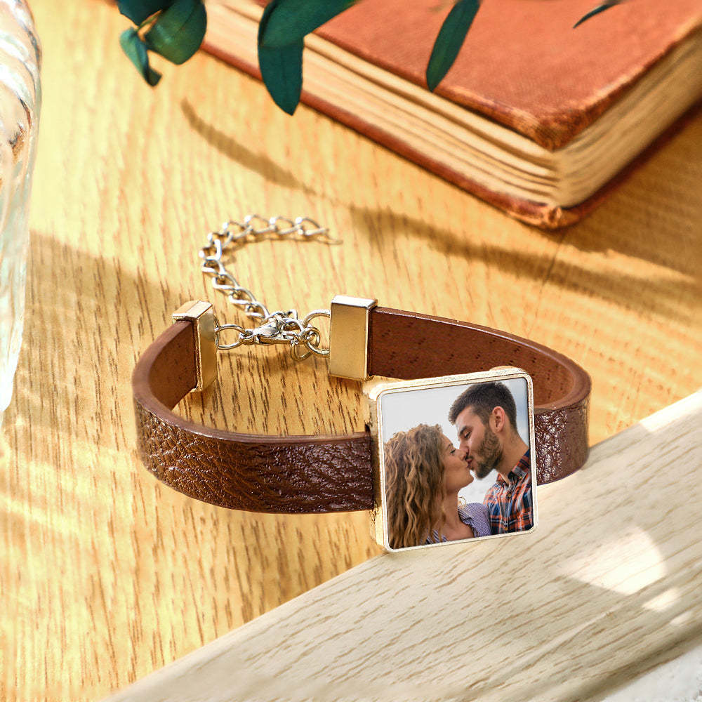 Personalized Photo Leather Bracelet Fashionable Bracelet Accessory For Men - soufeelus