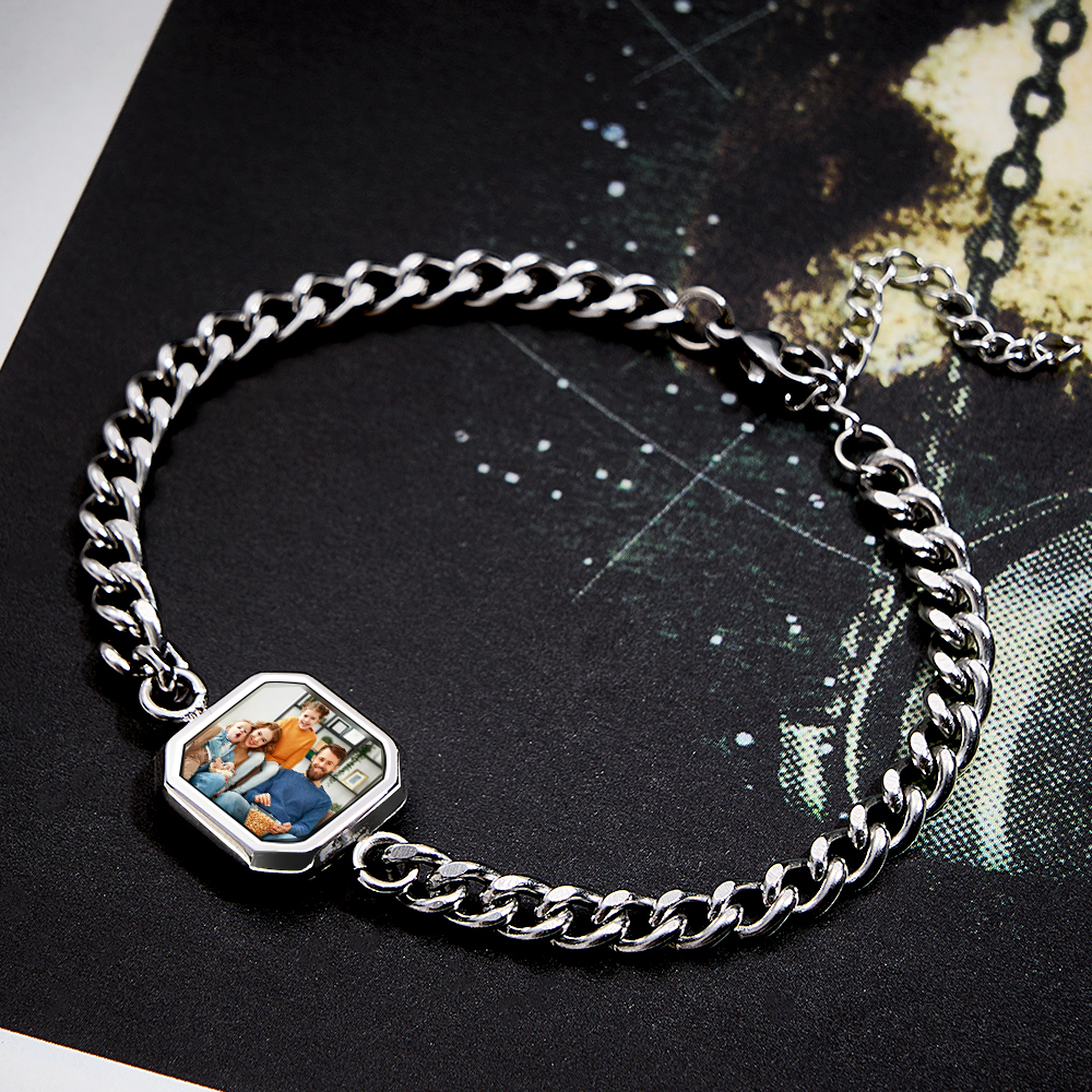 Personalized Magic Photo Men's Bracelet Which Changes Color With Temperature Best Gift For Him