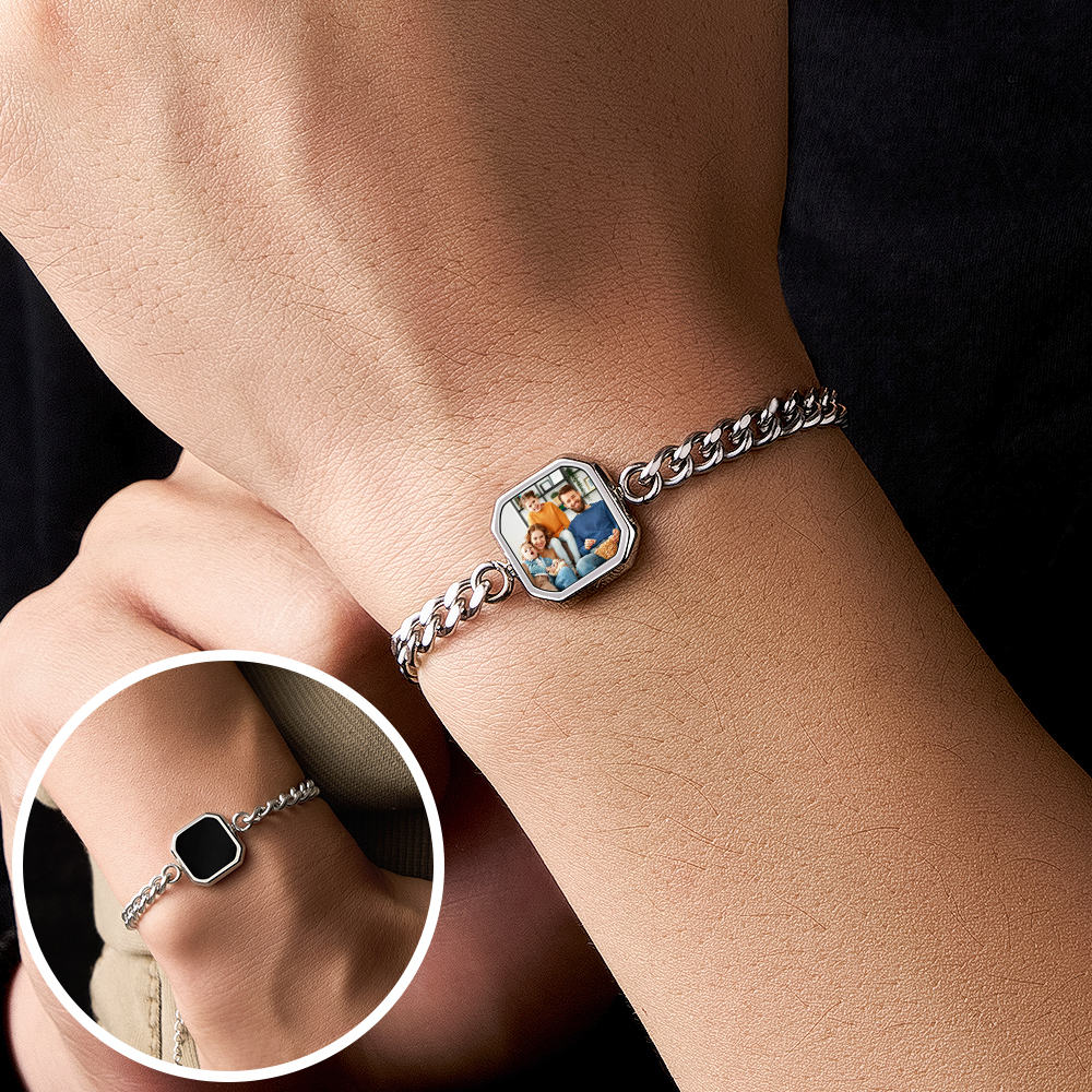 Personalized Magic Photo Men's Bracelet Which Changes Color With Temperature Best Gift For Him