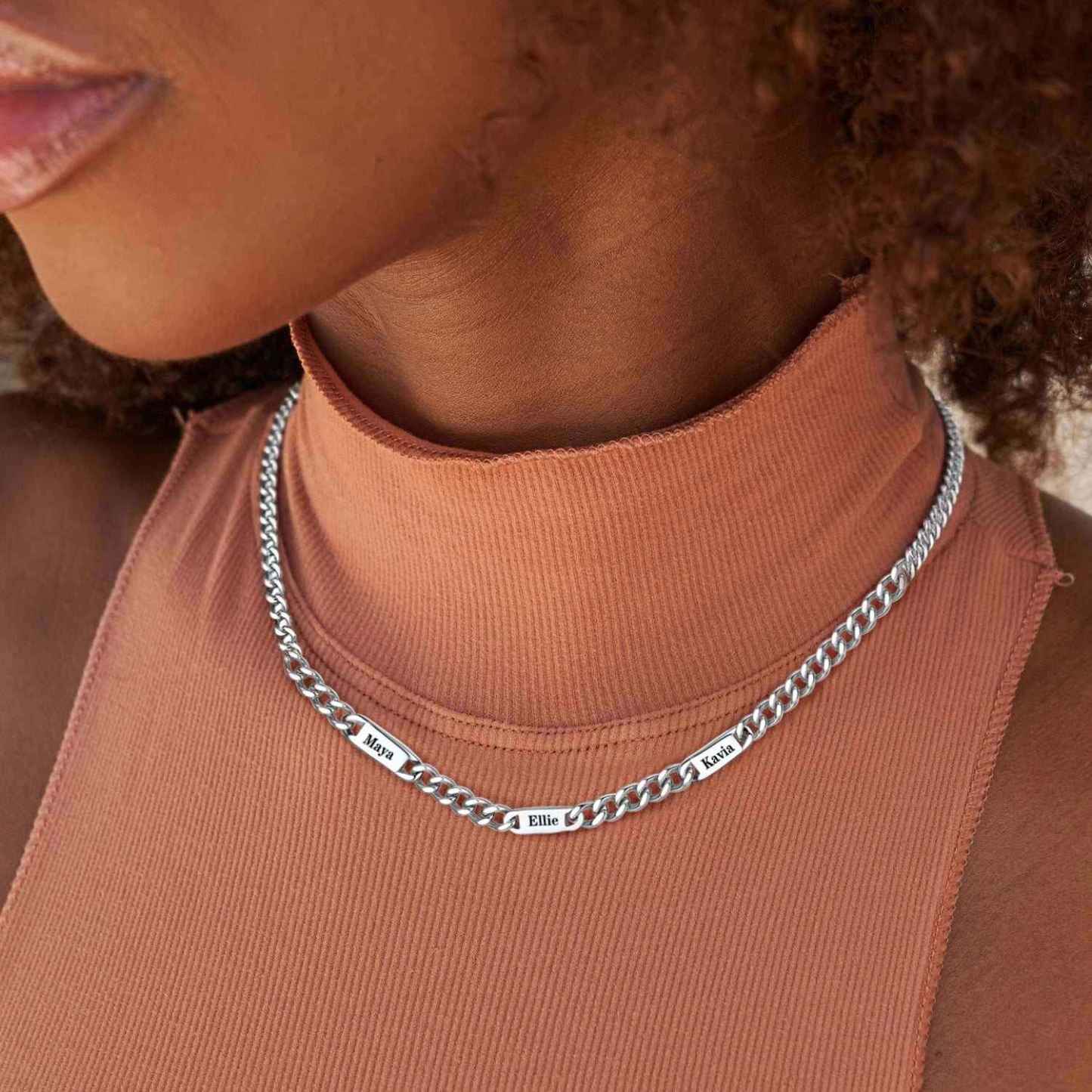 Personalized Engraving 1-6 Name Cuban Chain Necklace