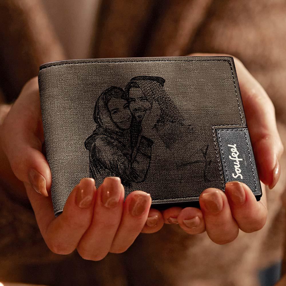 محفظة رجالية، محفظة شخصية، محفظة صور مع نقش هدية الذكرى السنوية للرجال