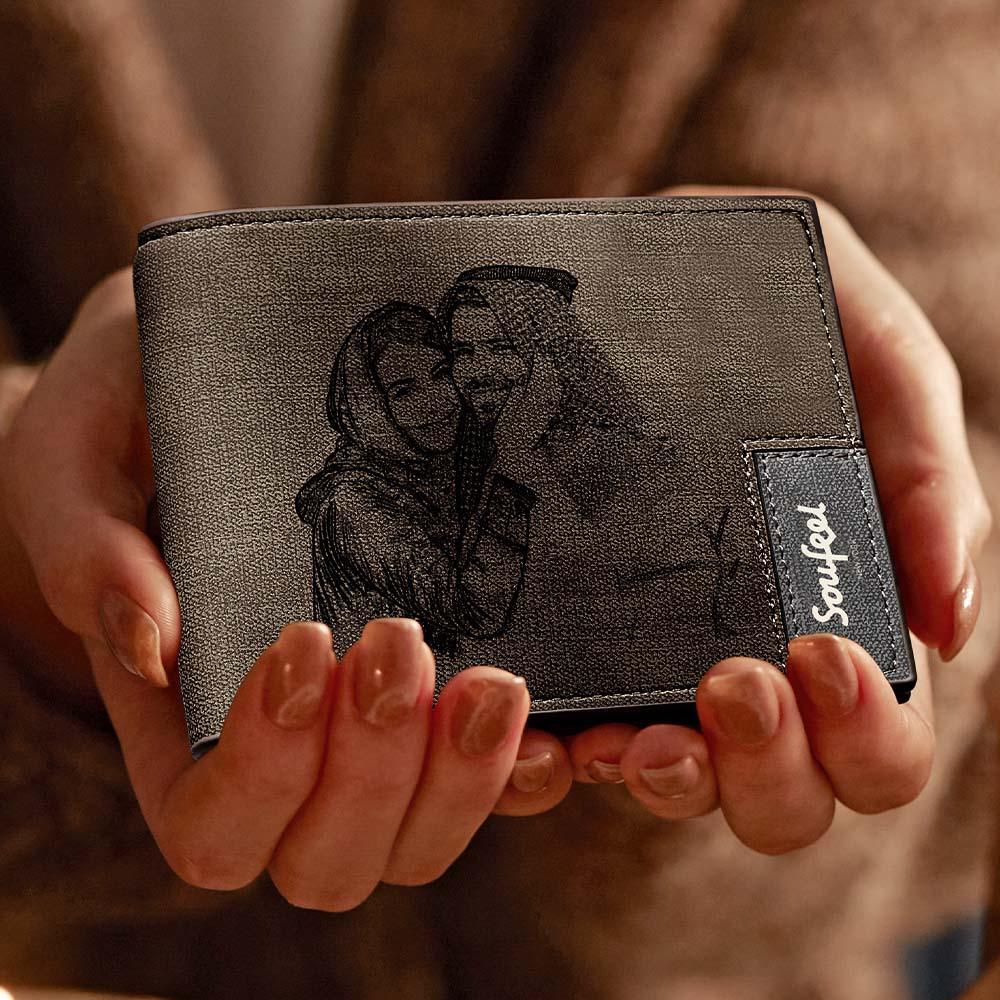 محفظة رجالية، محفظة شخصية، محفظة صور مع نقش هدية الذكرى السنوية للرجال