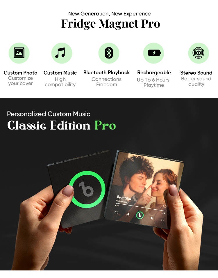 Custom Music Fridge Magnet Personalized Photos New 4.5 Upgrade Bluetooth Function Supported with Night Light Album Fridge Magnet Music Wall That Can Be Played Christmas Gifts detail image 1