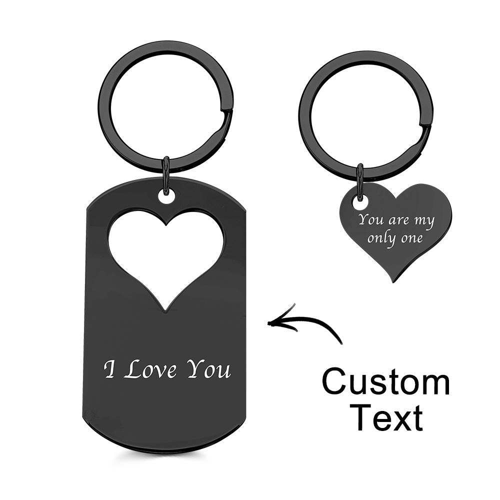 Custom Photo Engraved Keychain Creative Heart A Pair Couple Gifts - soufeelus
