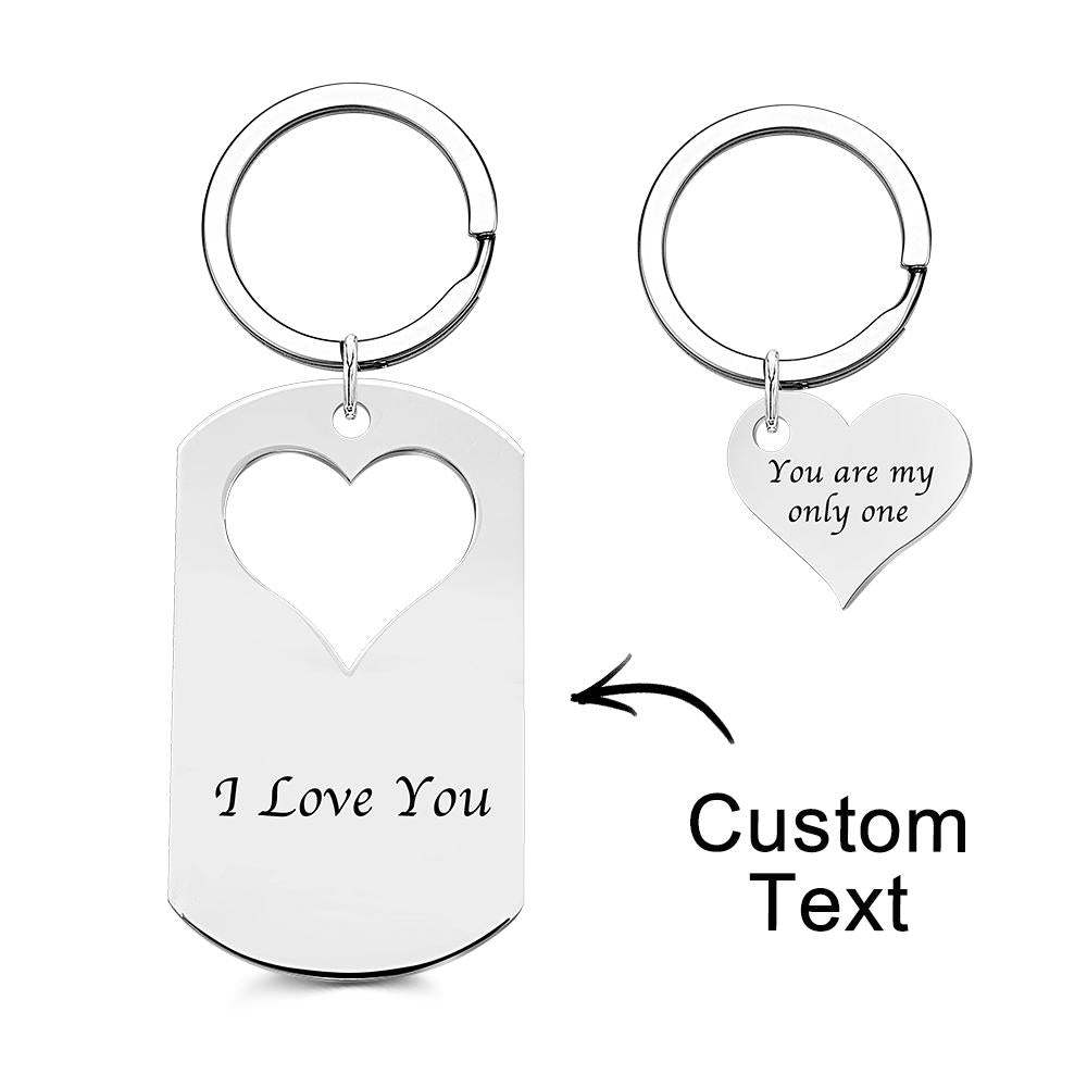 Custom Photo Engraved Keychain Creative Heart A Pair Couple Gifts - soufeelus