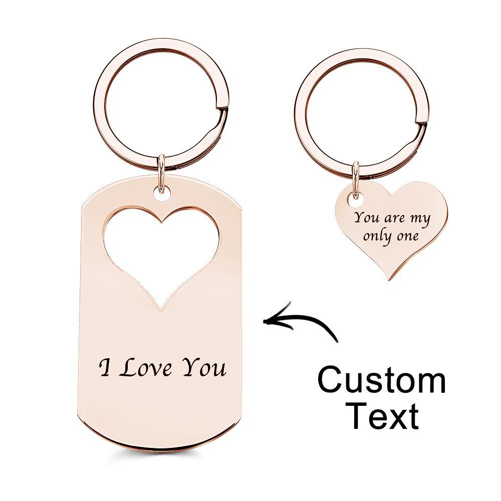 Custom Photo Engraved Keychain Creative Heart A Pair Couple Gifts - soufeelus