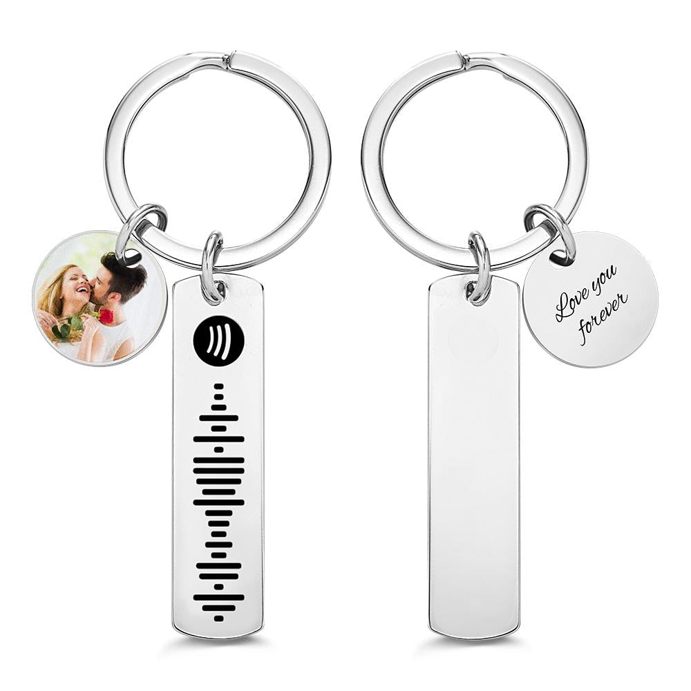 Custom Photo Engraved Keychain Scannable Spotify Code Creative Gifts - soufeelus