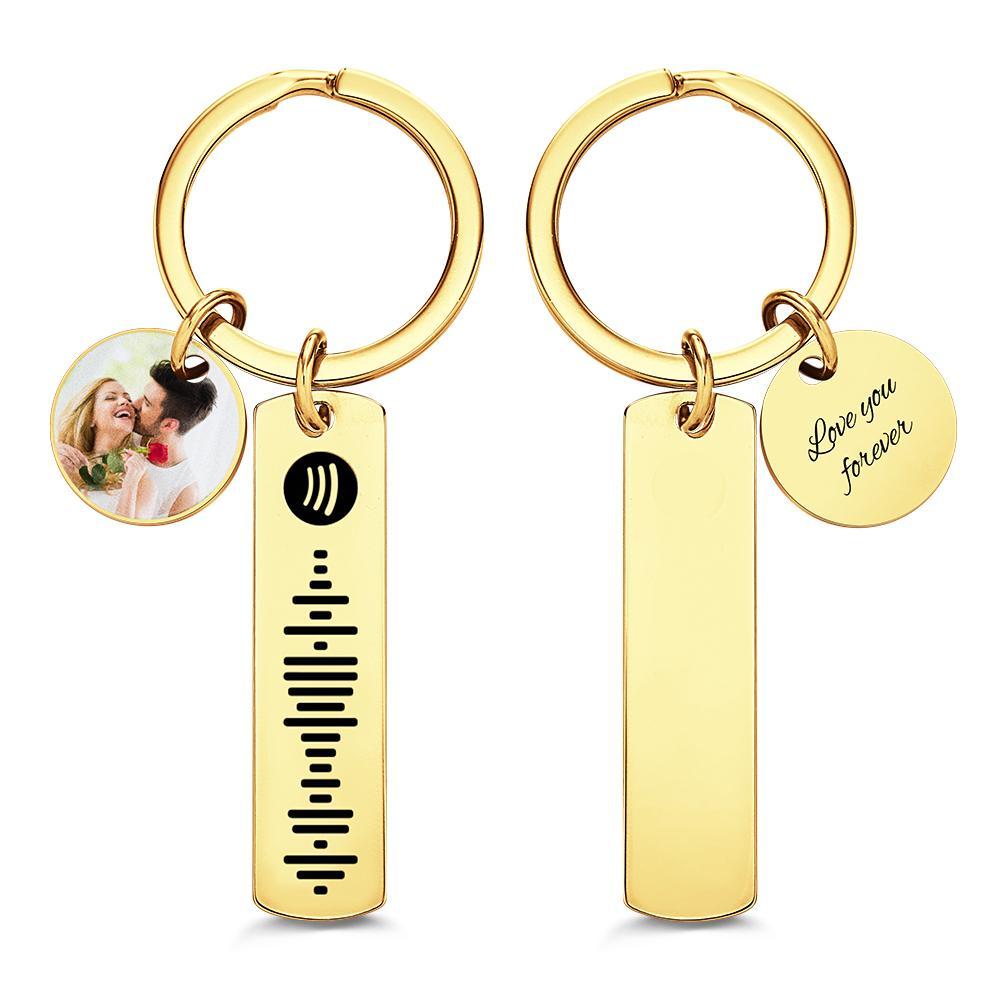 Custom Photo Engraved Keychain Scannable Spotify Code Creative Gifts - soufeelus