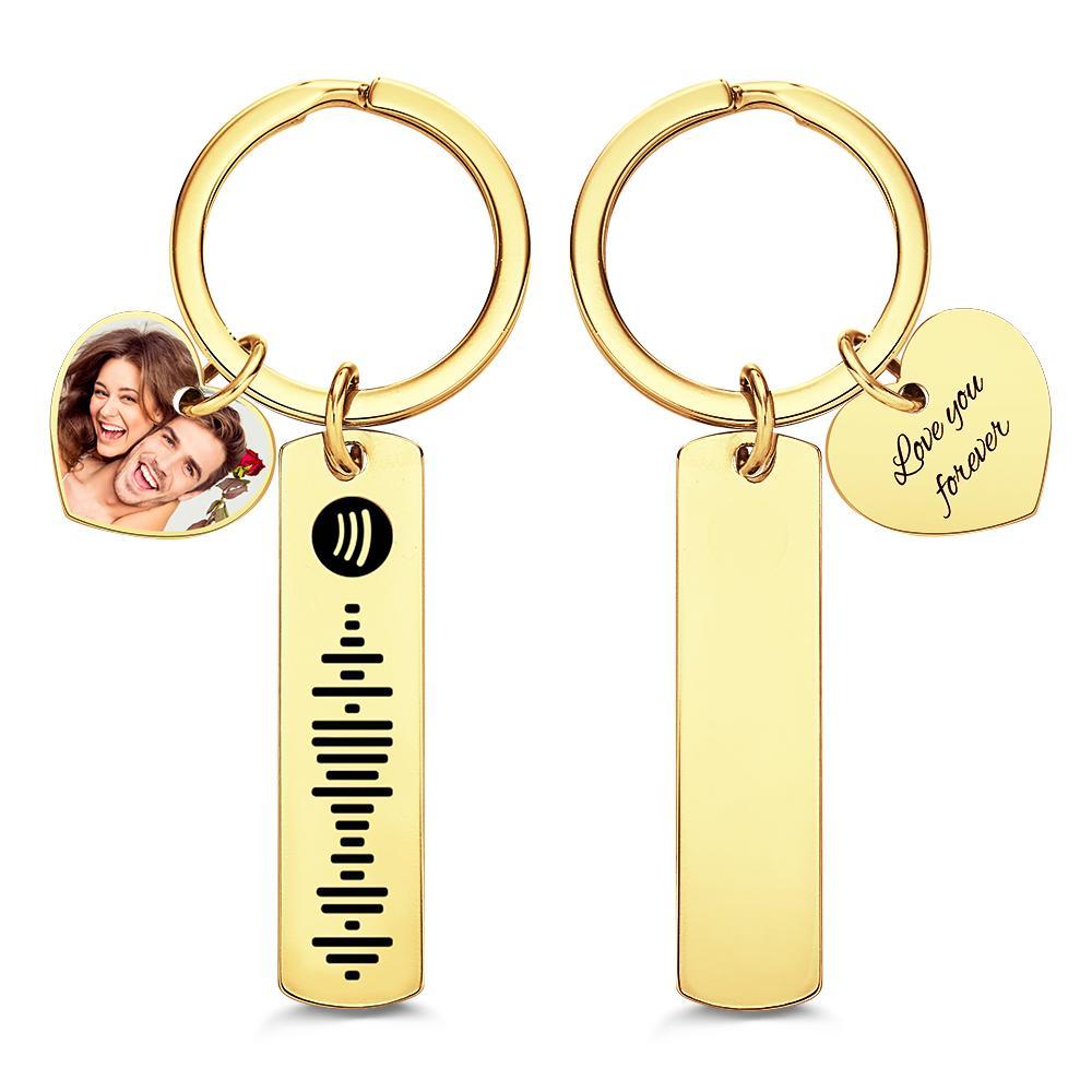 Custom Photo Engraved Keychain Scannable Spotify Code Creative Gifts - soufeelus