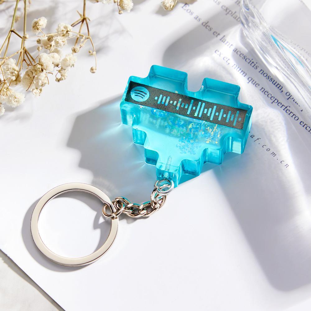 Custom Scannable Spotify Code Keychains Creative Heart Resin Gifts - soufeelus