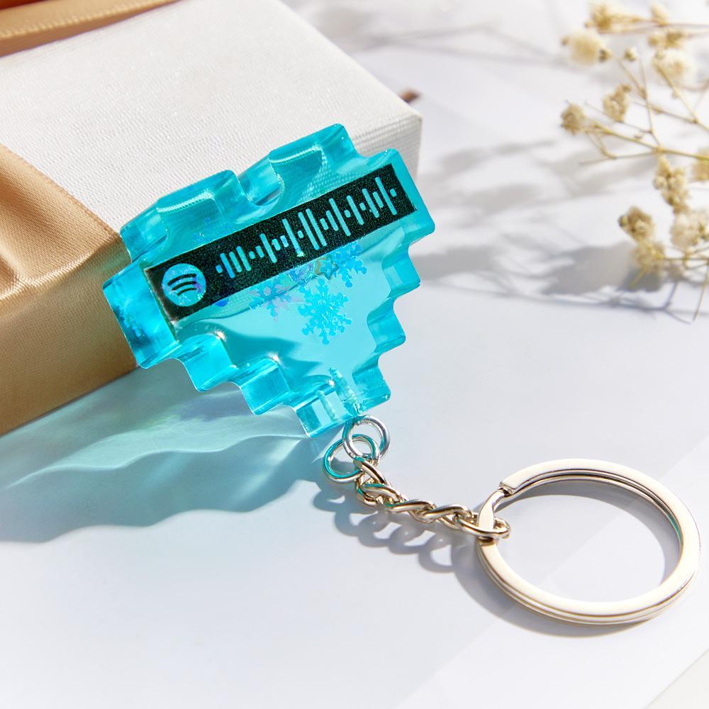 Custom Scannable Spotify Code Keychains Creative Heart Resin Gifts - soufeelus