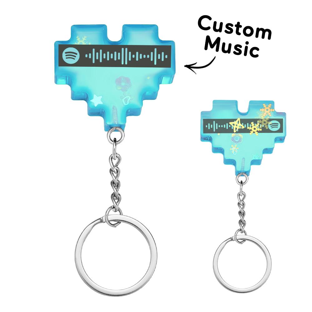 Custom Scannable Spotify Code Keychains Creative Heart Resin Gifts - soufeelus